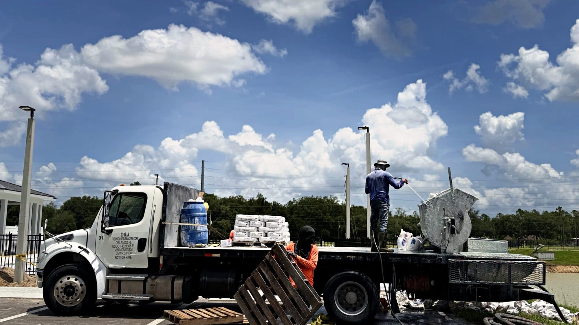 The crew loading D&J's truck on a commercial job in Zephyrhills